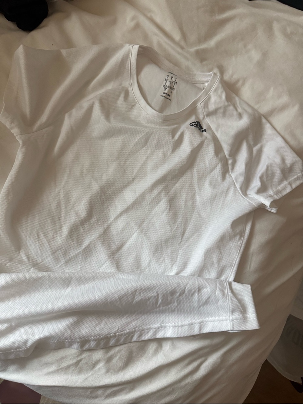 adidas White Short-Sleeve Athletic Tee with Small Logo
